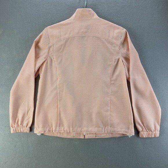 ORVIS Jacket Womens Medium Peach White‎ Striped Full Zip Seersucker Lightweight - Picture 5 of 12